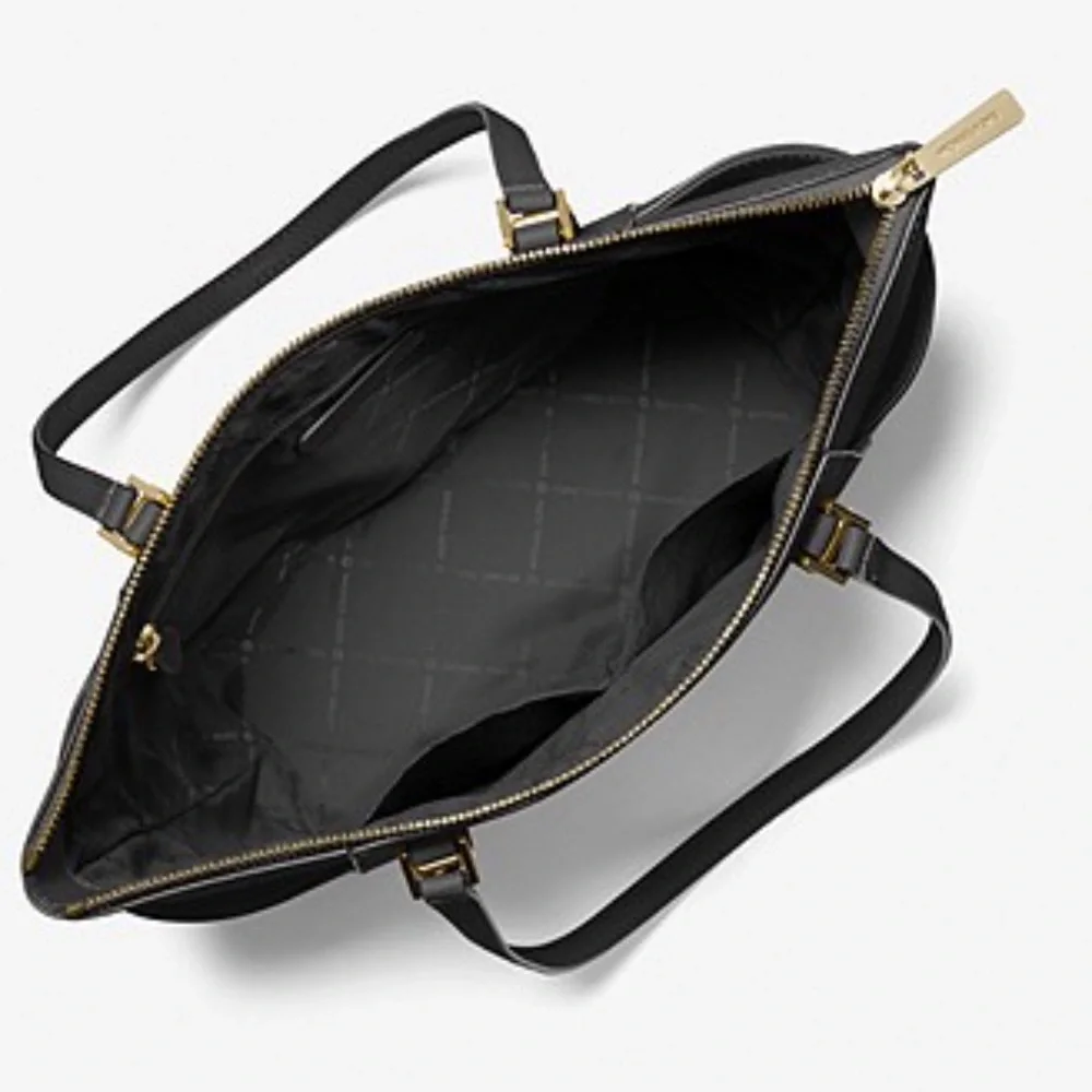 MICHAEL KORS CHARLOTTE LARGE TOP ZIP TOTE BLACK